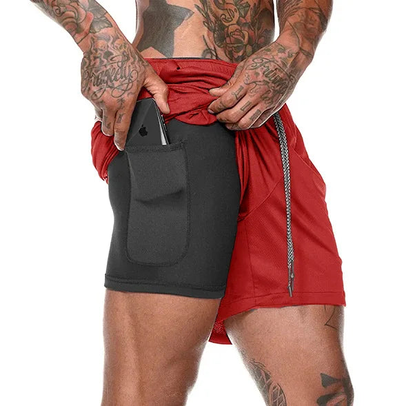 Men’s 2-in-1 Sports Shorts – Double-Layer Running & Gym Training Shorts - Kenzo Yoga