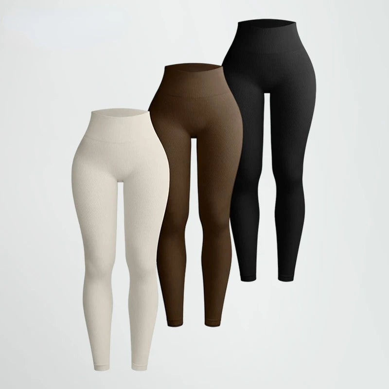 Thread Solid Leggings Women Seamless Knit Yoga Pants High Waist Hip Liftting Tights Fashion Slim Workout Running Sports Leggings - Kenzo Yoga