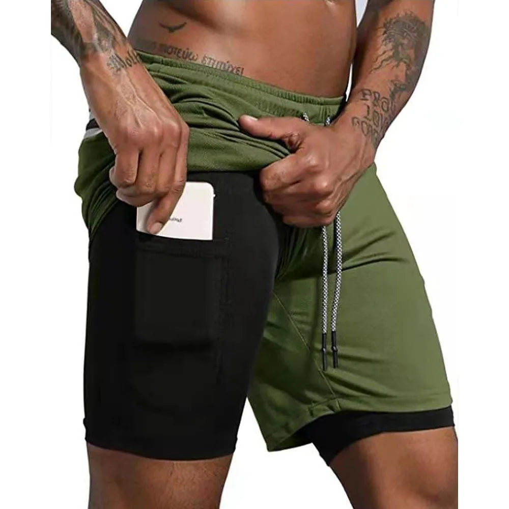 Men’s 2-in-1 Sports Shorts – Double-Layer Running & Gym Training Shorts - Kenzo Yoga