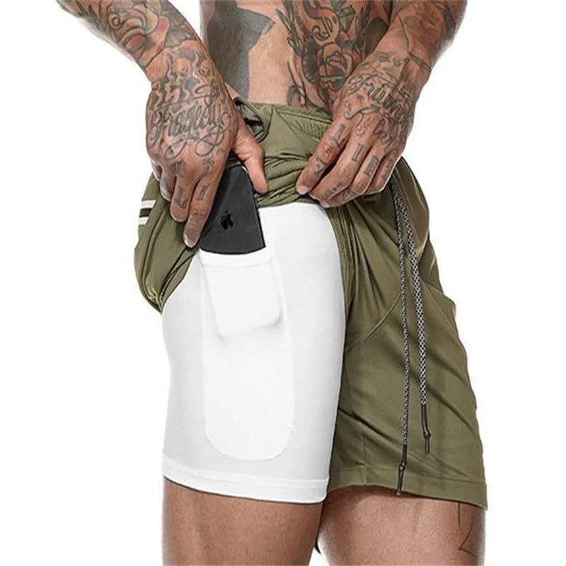 Men’s 2-in-1 Sports Shorts – Double-Layer Running & Gym Training Shorts - Kenzo Yoga