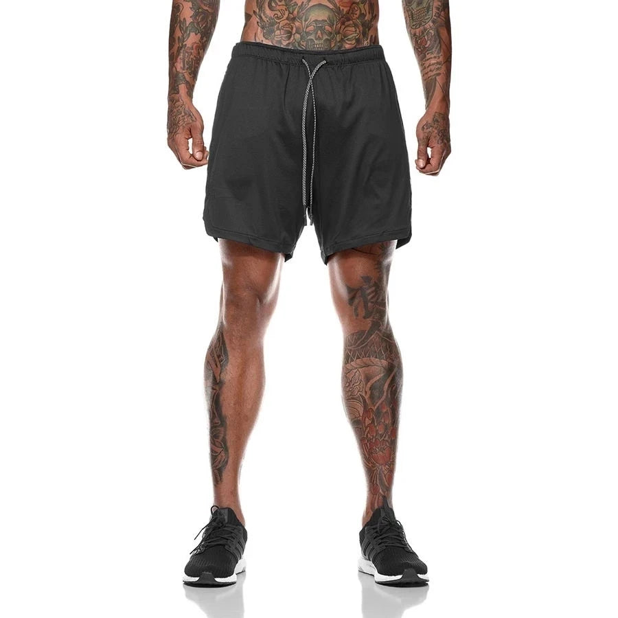 Men’s 2-in-1 Sports Shorts – Double-Layer Running & Gym Training Shorts - Kenzo Yoga