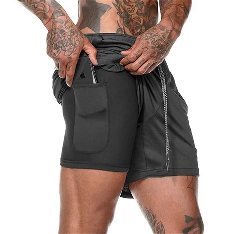 Men’s 2-in-1 Sports Shorts – Double-Layer Running & Gym Training Shorts - Kenzo Yoga