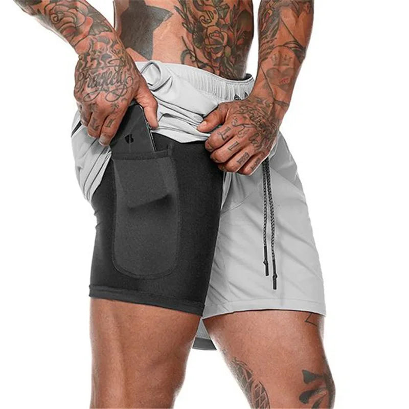 Men’s 2-in-1 Sports Shorts – Double-Layer Running & Gym Training Shorts - Kenzo Yoga