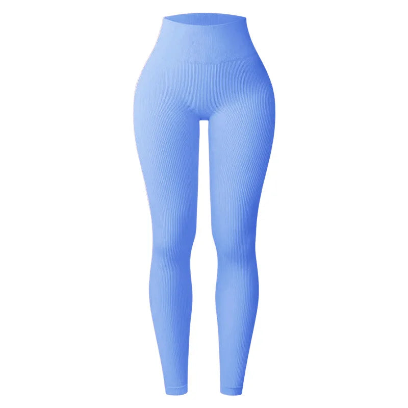 Thread Solid Leggings Women Seamless Knit Yoga Pants High Waist Hip Liftting Tights Fashion Slim Workout Running Sports Leggings - Kenzo Yoga