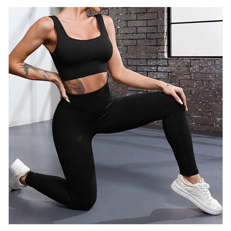 Thread Solid Leggings Women Seamless Knit Yoga Pants High Waist Hip Liftting Tights Fashion Slim Workout Running Sports Leggings - Kenzo Yoga