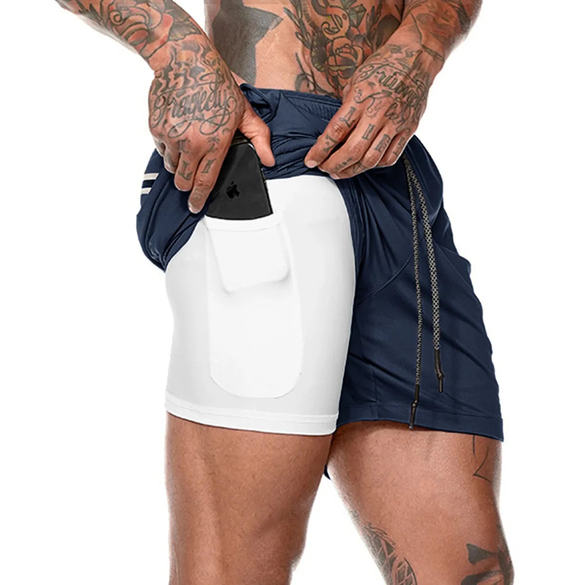 Men’s 2-in-1 Sports Shorts – Double-Layer Running & Gym Training Shorts - Kenzo Yoga