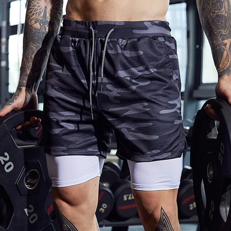 Men’s 2-in-1 Sports Shorts – Double-Layer Running & Gym Training Shorts - Kenzo Yoga