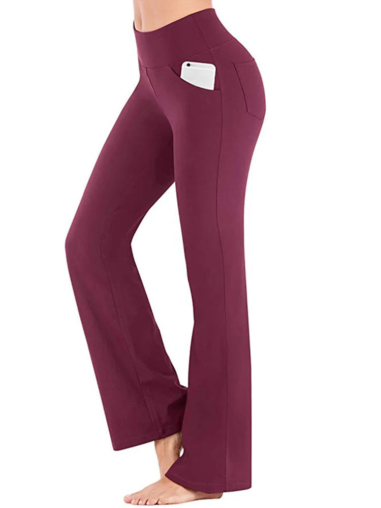 Ogilvy Mather Solid Elegant Female Lady Women's Legs Pants Palazzo Flared Wide Killer High Waist OL Ladies Career Long Trousers - Kenzo Yoga
