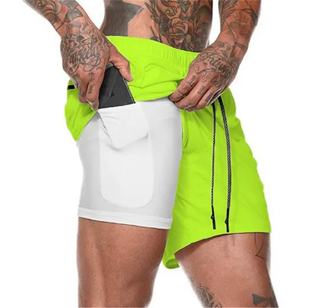 Men’s 2-in-1 Sports Shorts – Double-Layer Running & Gym Training Shorts - Kenzo Yoga