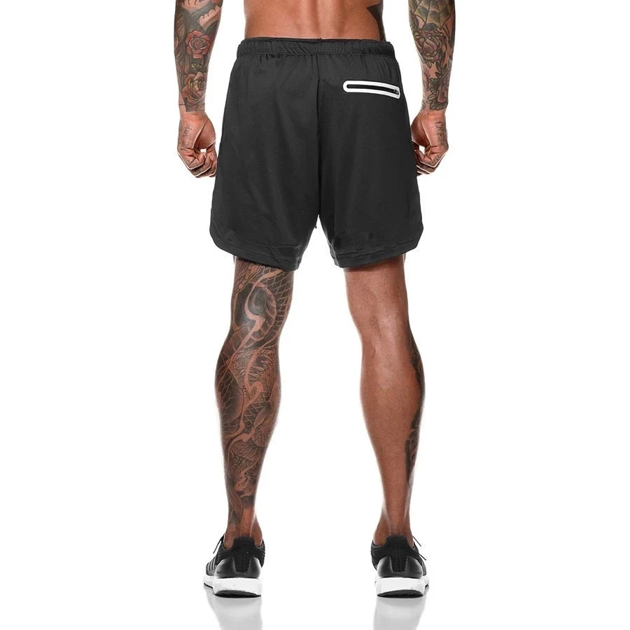 Men’s 2-in-1 Sports Shorts – Double-Layer Running & Gym Training Shorts - Kenzo Yoga