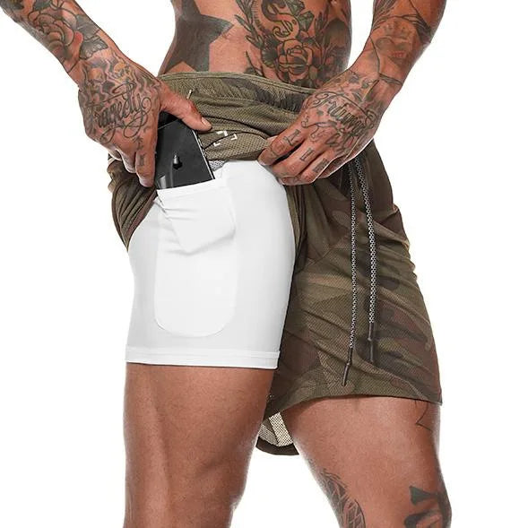 Men’s 2-in-1 Sports Shorts – Double-Layer Running & Gym Training Shorts - Kenzo Yoga