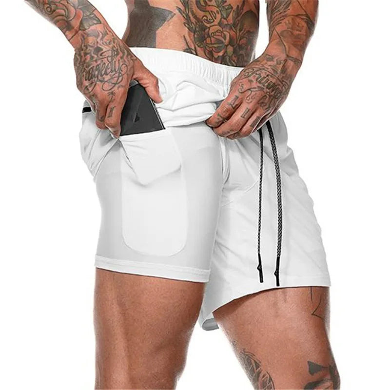 Men’s 2-in-1 Sports Shorts – Double-Layer Running & Gym Training Shorts - Kenzo Yoga