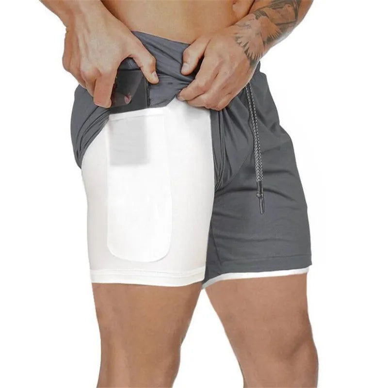 Men’s 2-in-1 Sports Shorts – Double-Layer Running & Gym Training Shorts - Kenzo Yoga