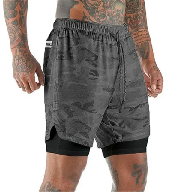 Men’s 2-in-1 Sports Shorts – Double-Layer Running & Gym Training Shorts - Kenzo Yoga