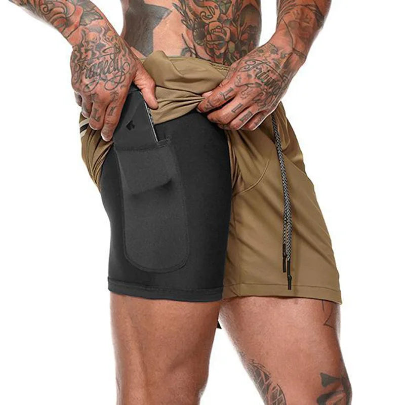 Men’s 2-in-1 Sports Shorts – Double-Layer Running & Gym Training Shorts - Kenzo Yoga