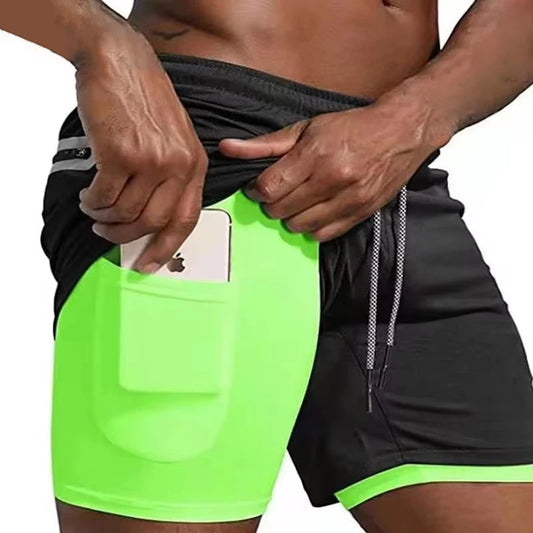 Men’s 2-in-1 Sports Shorts – Double-Layer Running & Gym Training Shorts - Kenzo Yoga