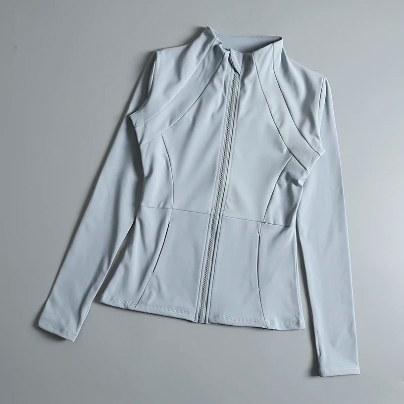 New yoga wear ladies coat round high elastic loose exercise yoga fitness long sleeve stand-up collar  yoga tops - Kenzo Yoga