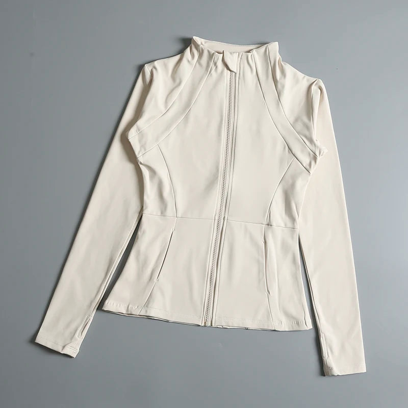 New yoga wear ladies coat round high elastic loose exercise yoga fitness long sleeve stand-up collar  yoga tops - Kenzo Yoga