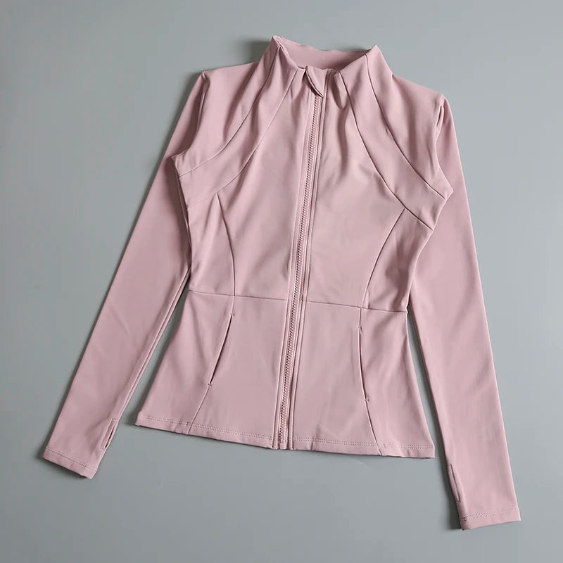 New yoga wear ladies coat round high elastic loose exercise yoga fitness long sleeve stand-up collar  yoga tops - Kenzo Yoga