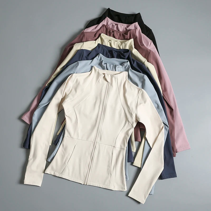 New yoga wear ladies coat round high elastic loose exercise yoga fitness long sleeve stand-up collar  yoga tops - Kenzo Yoga