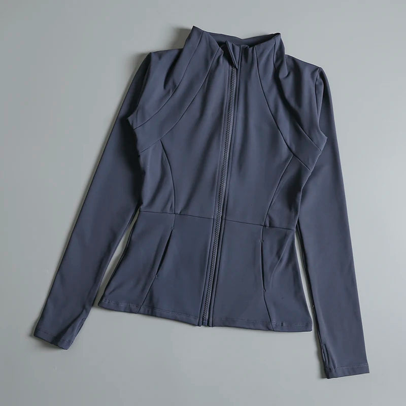 New yoga wear ladies coat round high elastic loose exercise yoga fitness long sleeve stand-up collar  yoga tops - Kenzo Yoga